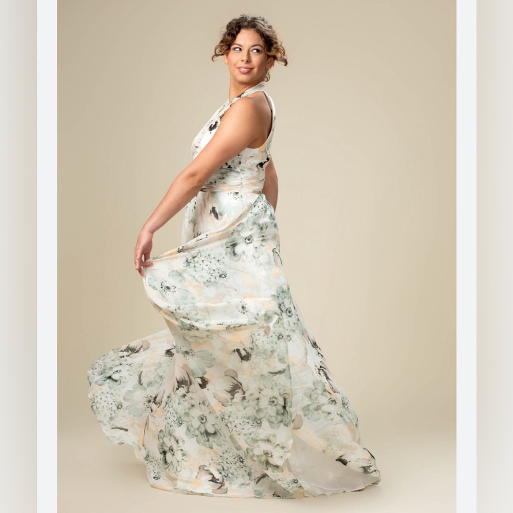 Calvin Klein Sage Green Floral Maxi Gown